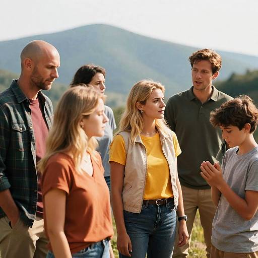 Casual Outdoor Gathering with Mountains