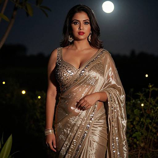 Glamorous Indian Woman in Silk Saree