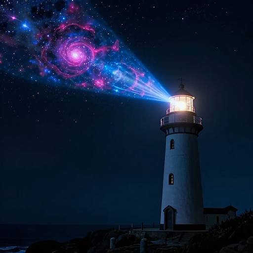 Cyberpunk Lighthouse with Cosmic Beam