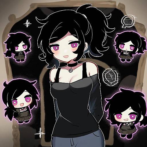 Illustration of Ashley graves, the coffin of andy and leyley in the style of Mafuyu (chibi21)