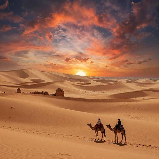 Epic Desert Sunset with Lone Traveler