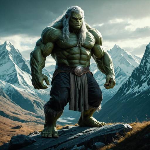 The Hulk as Gandalf in Mountain Landscape
