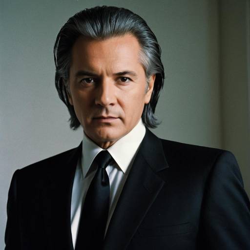 Man in Sharp Black Suit with Salt-and-Pepper Hair