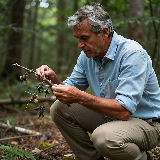 Focused Explorer in Lush Forest