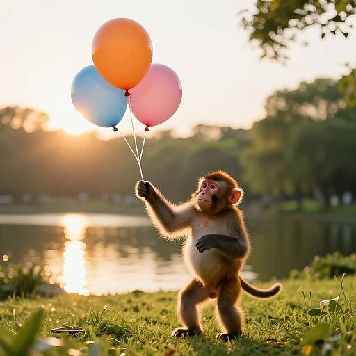 Monkey Popping Balloons with Wand