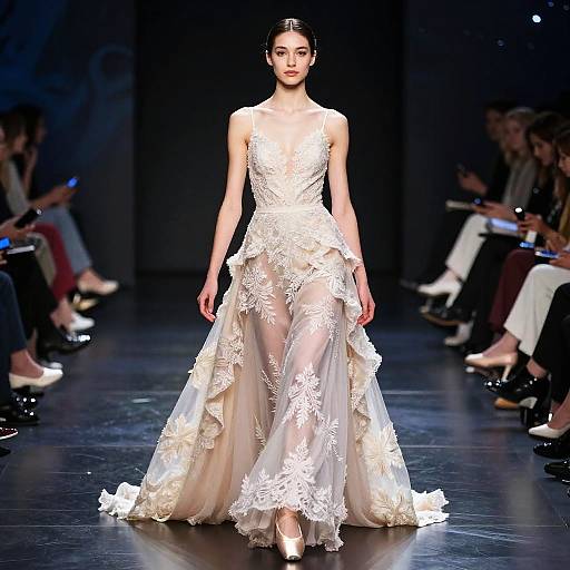 Moonlit Ballerina in Lace Evening Gown