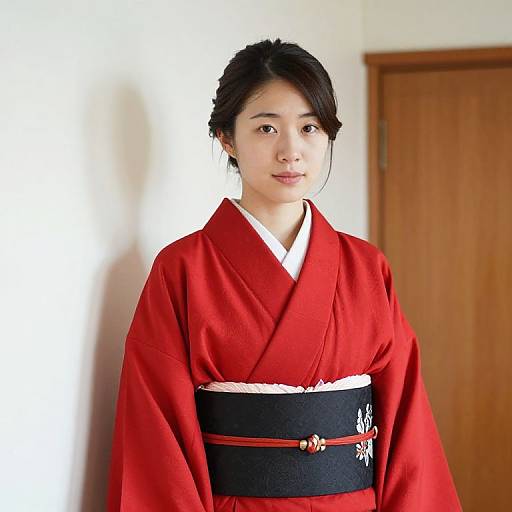 Woman in Red Kimono with Sash