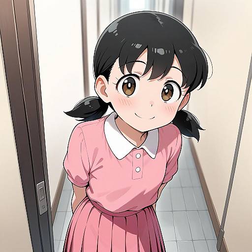 Smiling Girl with Pink Outfit