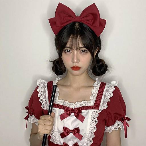 Portrait of Asian Woman in Red Dress