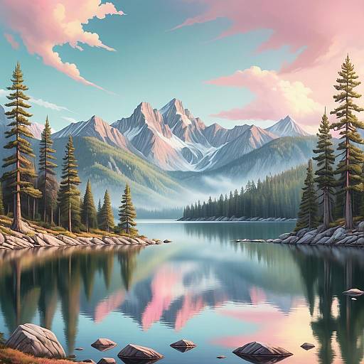 Serene Mountain Lake Landscape