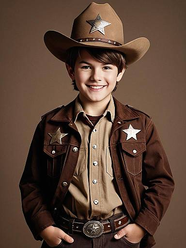 Boy in Sheriff Costume with Cowboy Hat