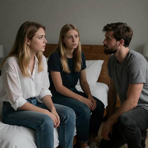 Emotional Portrait in Dim Bedroom