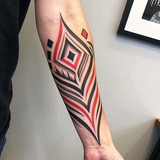 Intricate Red and Black Tribal Tattoos