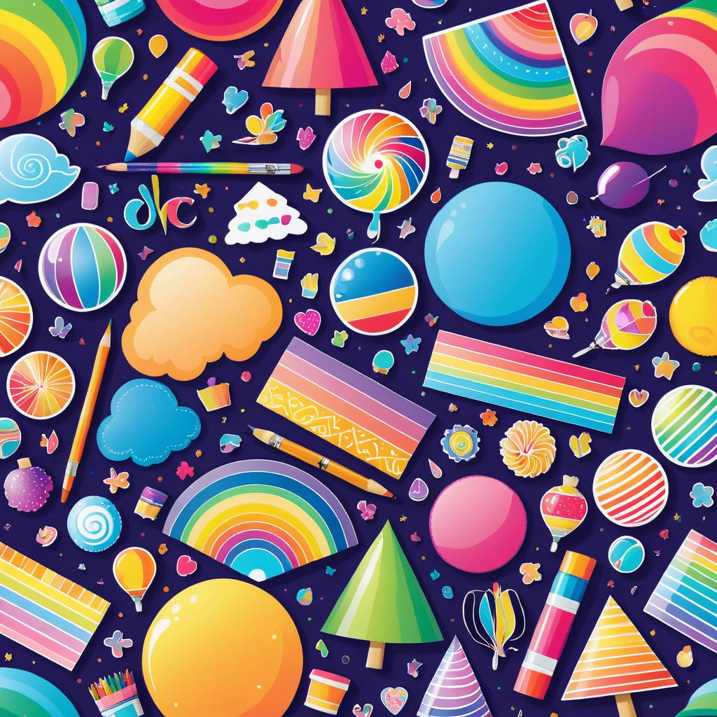 Whimsical Colorful Art Supplies Illustration