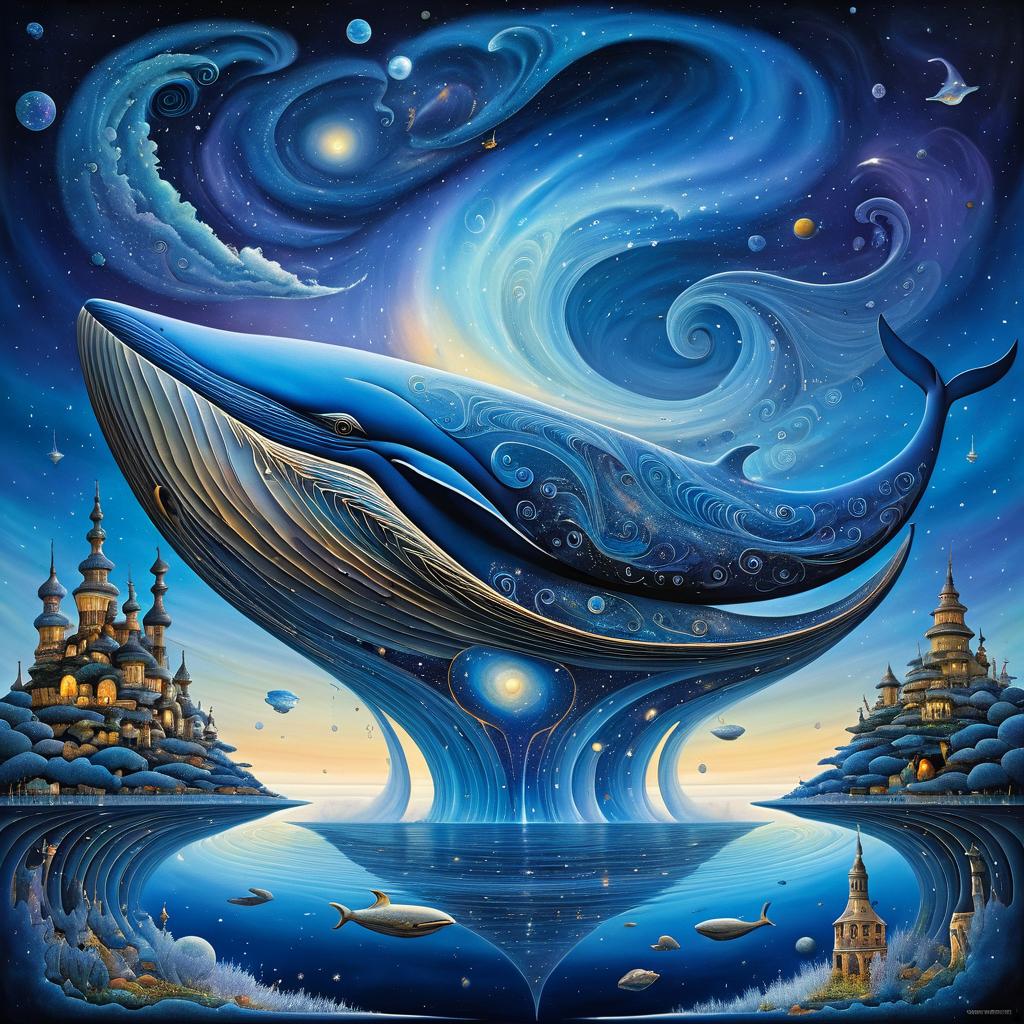 Cosmic Whale in Surreal Dreamscape