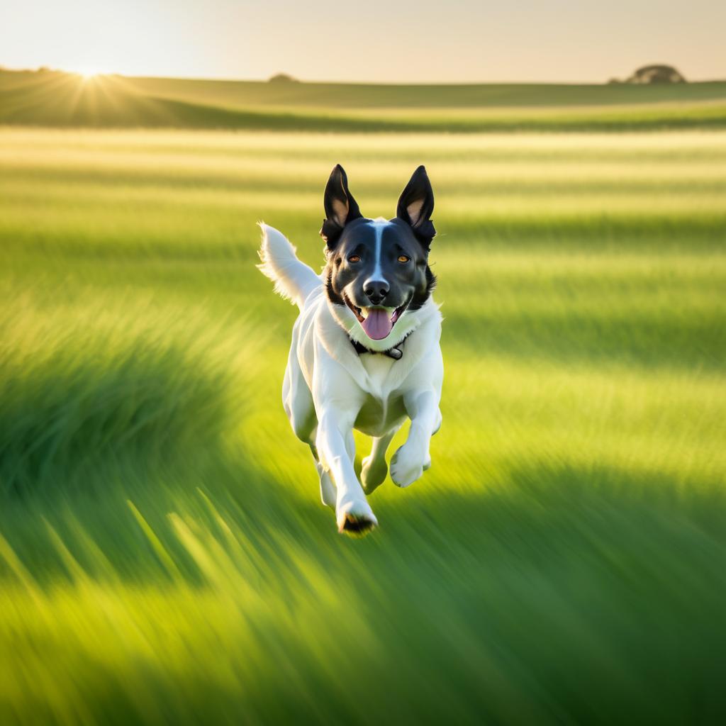 Serene Dog Running in Minimalist Field