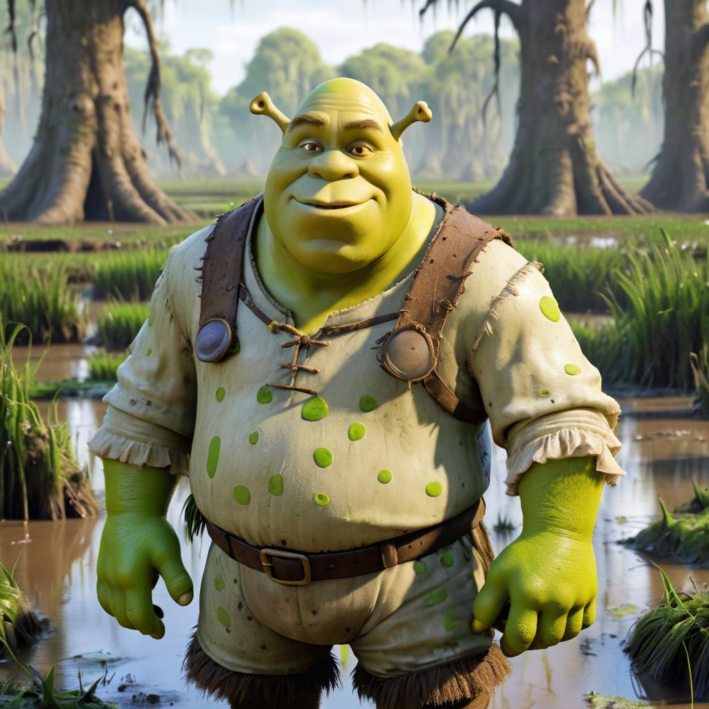 Lost Shrek in a Muddy Swamp