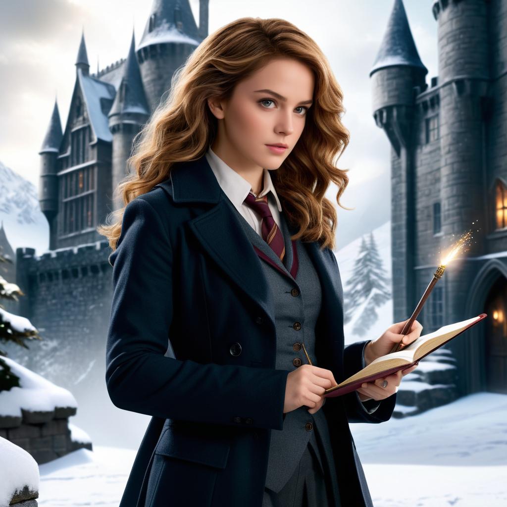 Hermione at a Snowy Castle Adventure