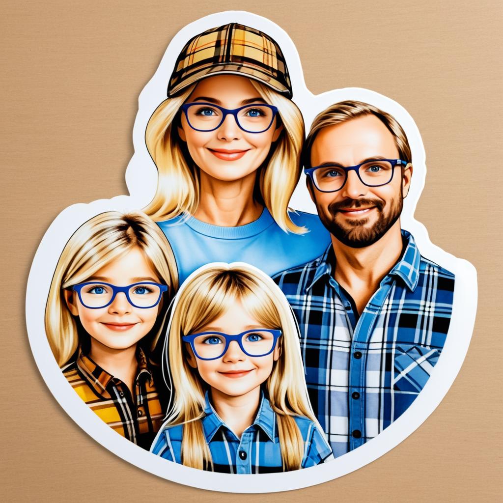 Realistic Family Portrait Eco-Friendly Sticker