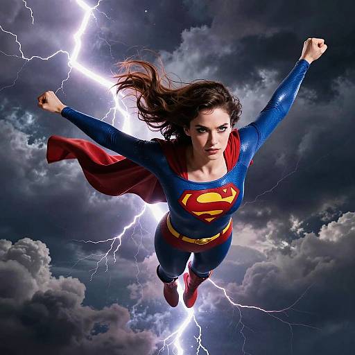 Super Girl in Stormy Skies