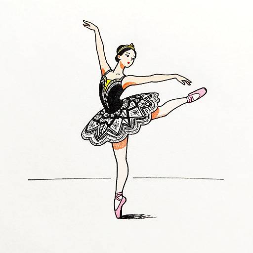Minimalistic Ballerina Illustration with Ink