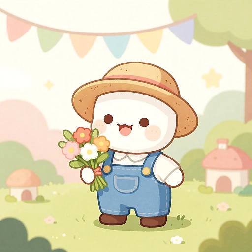 Whimsical Cartoon Pastel Gardener Zombie