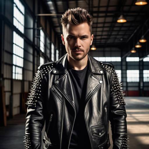 Bold Man in Spiky Leather Jacket