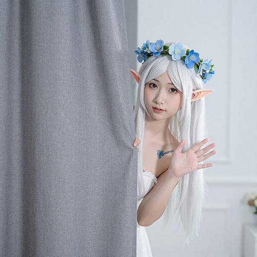 Elf Woman with Blue Flower Crown