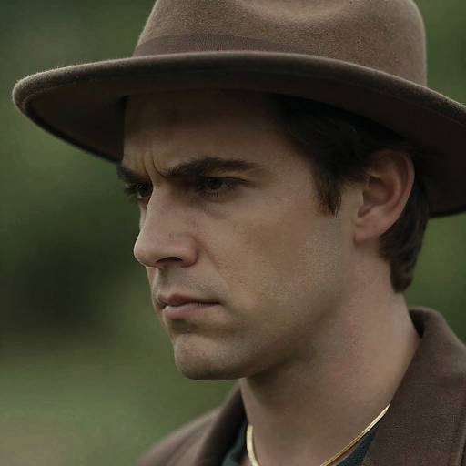 Serious White Man in Profile with Hat