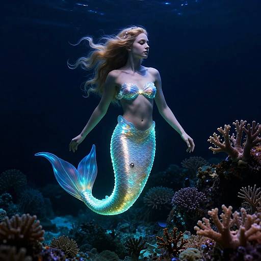 Baroque Ethereal Mermaid in Blacklight