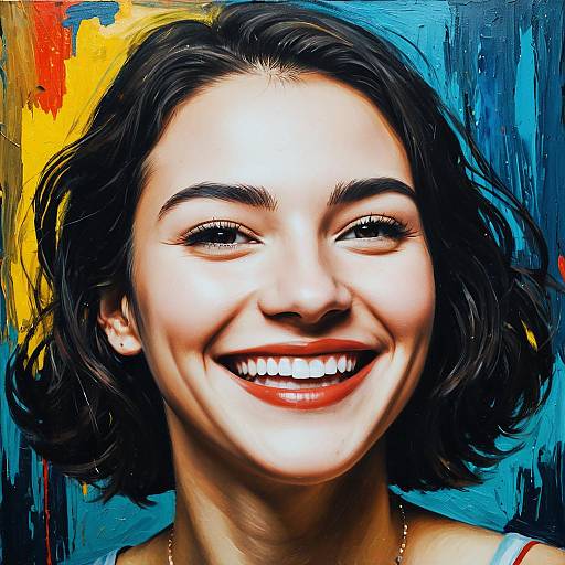 Avant-Garde Oil Portrait of Melancholy Joy