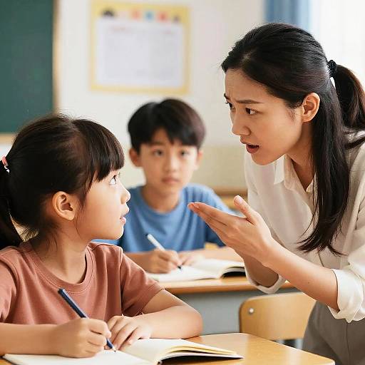 Expressive Teacher Scolding Student Scene