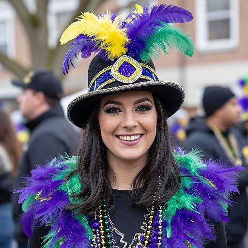 Vibrant Mardi Gras Feathered Costume