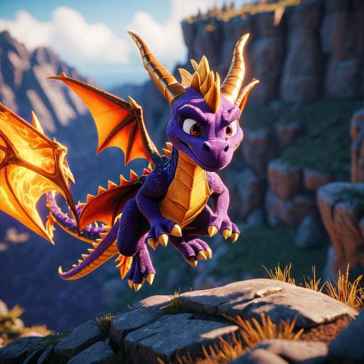 Spyro the Dragon Jumping Over Cliff