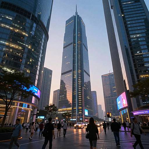 Futuristic Cyberpunk Cityscape at Dusk