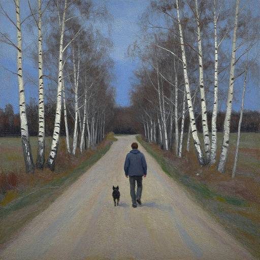 Birch Forest Twilight Walk Painting