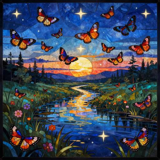 Luminous Marsh with Lantern Moths