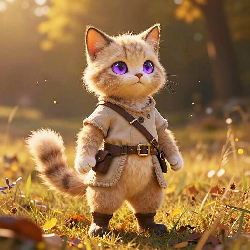 Confident Female Cat Furry in Autumn