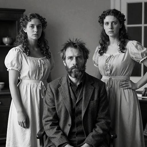 Vintage Family Portrait in Black and White