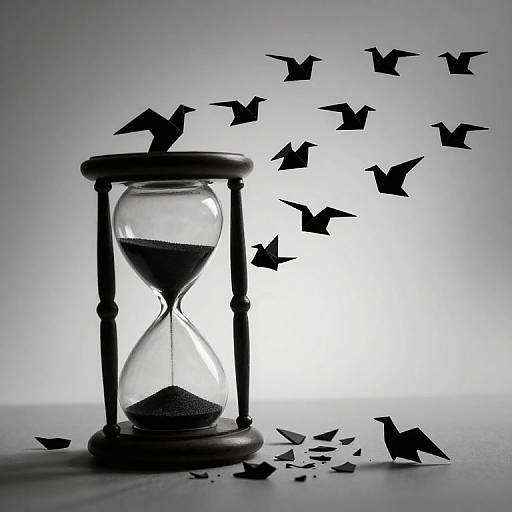 Origami Birds and Vintage Hourglass
