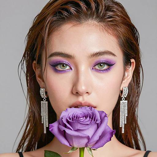 Elegant Woman with a Purple Rose