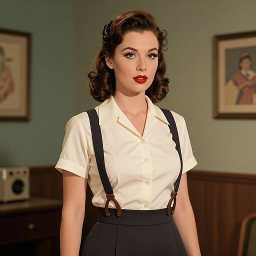 Vintage 1950s Woman Digital Illustration