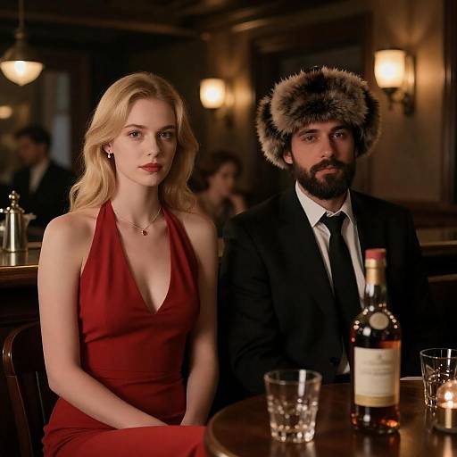 Intimate Bar Scene with Mysterious Characters