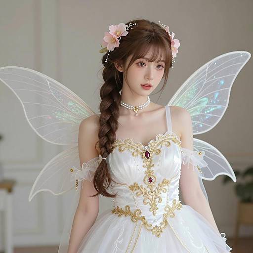 Elegant Asian Woman in Fairy Costume