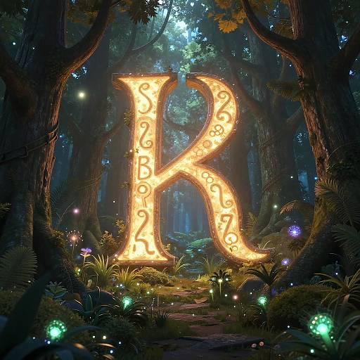 Enchanted Forest with Glowing Symbols