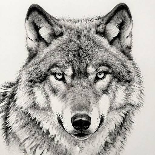 Detailed Realistic Pencil Wolf Portrait