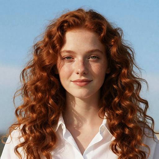 Young Woman with Red Hair and Freckles