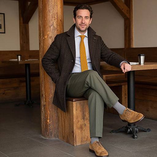 Stylish Man in Rustic Cozy Setting