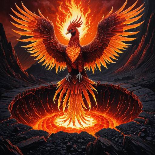 Crimson Carnelian Phoenix Rising at Dawn
