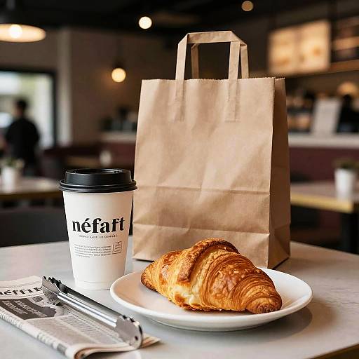 Blurry Still Life of Food and Coffee